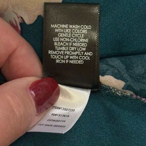 Torrid Harper Teal Floral Long Sleeve Tie Back Blouse Sz OX 1X XXL - Picture 11 of 12